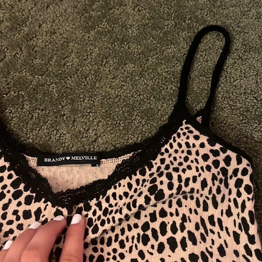 Brandy Melville cheetah and black lace detail tanktop, price always negotiable
